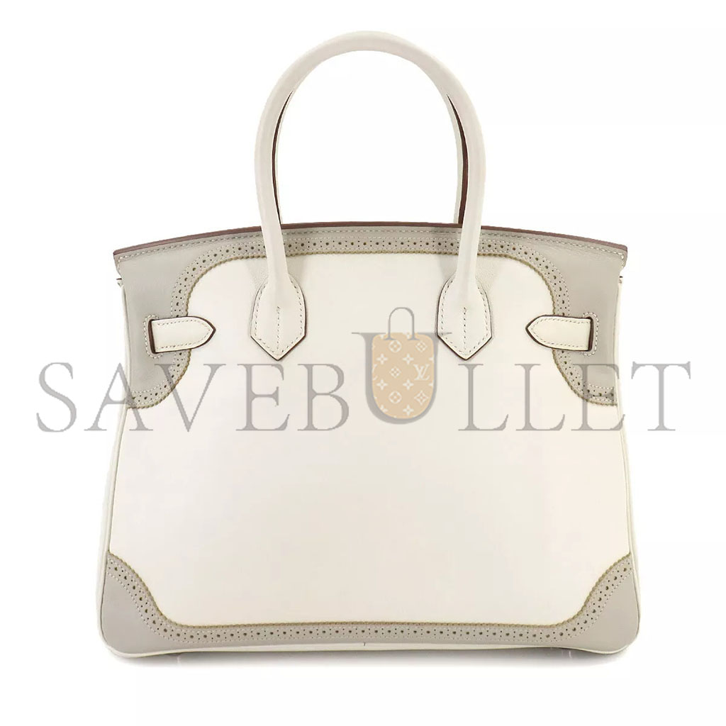 HERMÈS MASTER BIRKIN 35 SWIFT AND TOGO LACE SERIES DIAMOND GREY AND APRICOT GREY SILVER BUCKLE H082650CK03 (35*28*18cm)